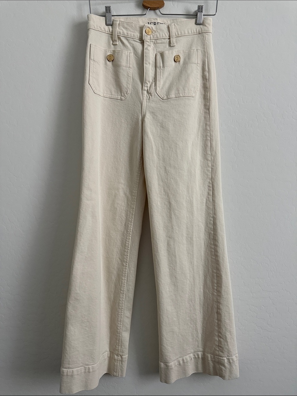 J.Crew Sailor wide leg denim trousers in an ecru color Sz 27 - Picture 3 of 8